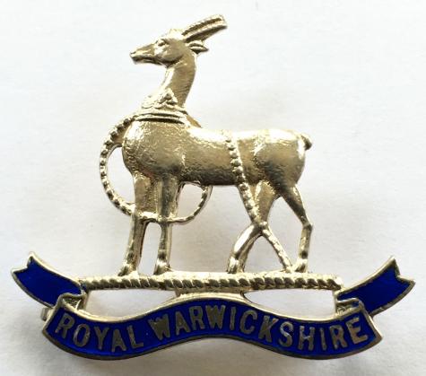 WW1 Royal Warwickshire Regiment Silver & Enamel Sweetheart Brooch by Thomas Lynton Mott.