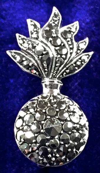 Grenadier Guards Grenade Marcasite Set Regimental Sweetheart Brooch.