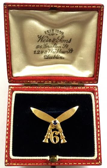 6th Gurkha Rifles Gold Regimental Sweetheart Brooch with Presentation Case.