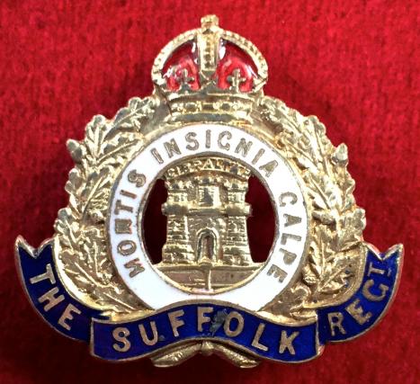 WW1 Suffolk Regiment Silver Plate & Enamel Sweetheart Brooch.