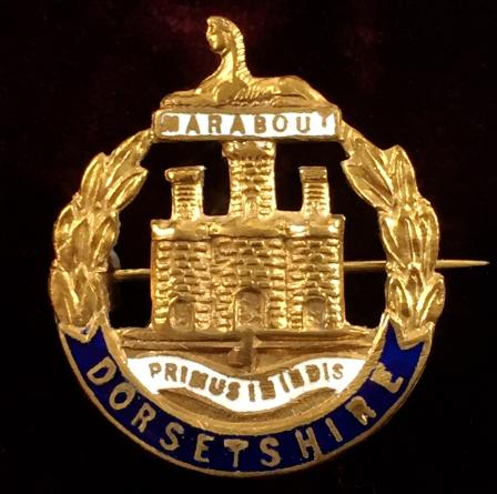 WW1 Dorsetshire Regiment Gilt & Enamel Sweetheart Brooch.