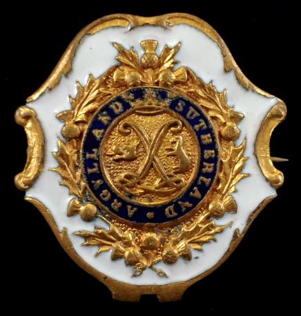 WW1 Argyll & Sutherland Highlanders White Face Enamel Scottish Regimental Sweetheart Brooch.