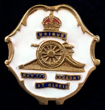 WW1 Royal Artillery White Face Enamel Regimental Sweetheart Brooch.