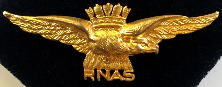 WW1 Royal Naval Air Service Pilot's Wing Gilt RNAS Sweetheart Brooch.