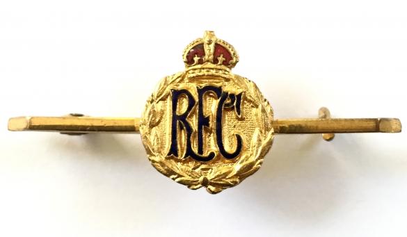 WW1 Royal Flying Corps Gilt & Enamel RFC Sweetheart Bar Brooch.