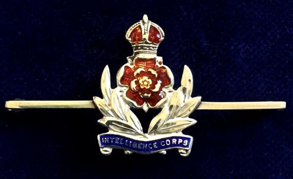 WW2 Intelligence Corps Silver & Enamel Regimental Sweetheart Brooch Tiepin.