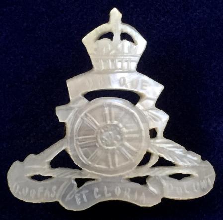 Royal Artillery Handmade Mother of Pearl Sweetheart Brooch.