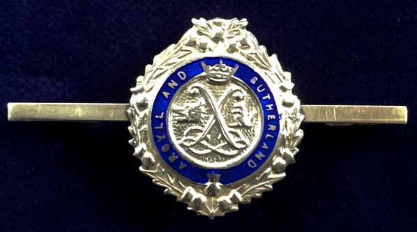 WW2 Argyll & Sutherland Highlanders Silver & Enamel Scottish Regimental Sweetheart Bar Brooch / Tiepin.