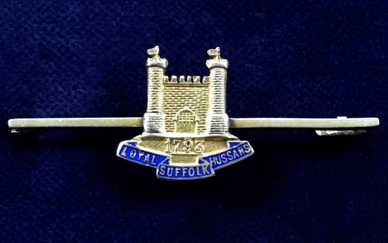 The Duke of York's Own Loyal Suffolk Hussars Silver & Enamel Yeomanry Sweetheart Bar Brooch by Thomas Lynton Mott.