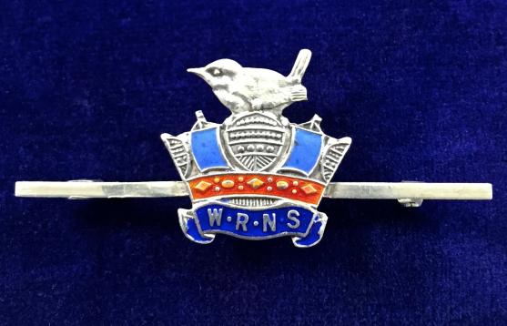 WW2 Women's Royal Naval Service, Silver & Enamel WRNS Bar Brooch.