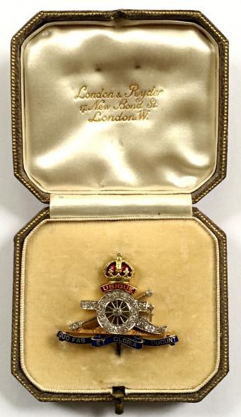 WWII Sterling Silver Sweetheart Love Token Ring Royal Artillery Enamel Badge RA