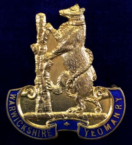 WW1 Warwickshire Yeomanry Gilt & Enamel Regimental Sweetheart Brooch.