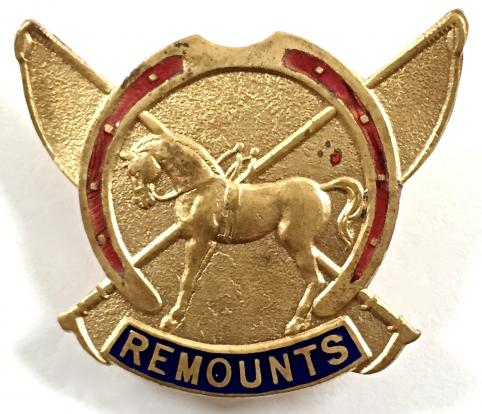 WW1 Army Remount Service Brass & Enamel Sweetheart Brooch.