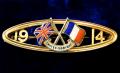 WW1 'United For Right 1914' Crossed Patriotic British & French flag gold brooch