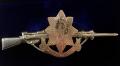 WW1 Coldstream Guards Silver & Gold Rifle Sweetheart Brooch.