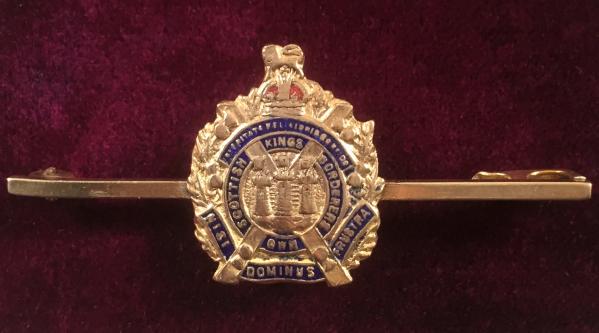 WW1 The Kings Own Scottish Borderers Gilt & Enamel Regimental KOSB Sweetheart Bar Brooch.