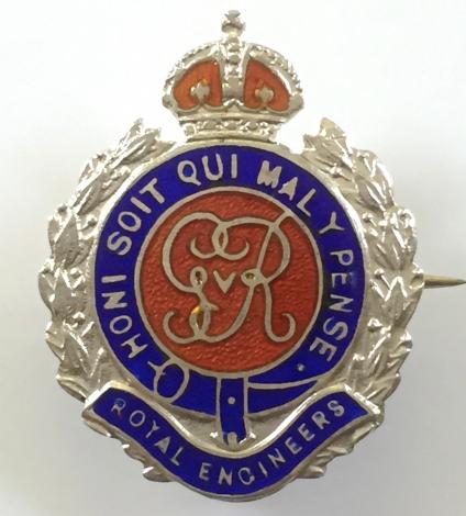 WW1 Royal Engineers Regimental Silver & Enamel Sweetheart Brooch.