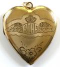 WW2 Royal Canadian Air Force Gold Filled Sweetheart Pendant Heart Locket by Charme.