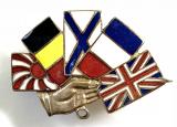 United We Stand Britain France Belgium Russia Japan flag brooch