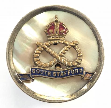 South Stafford Regiment mother of pearl silver rim sweetheart brooch