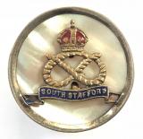 South Stafford Regiment mother of pearl silver rim sweetheart brooch
