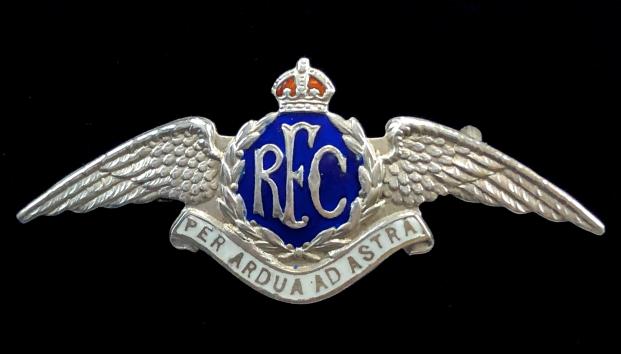 Royal Flying Corps pilot's wing RFC silver sweetheart brooch