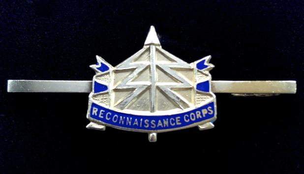 WW2 Reconnaissance Corps silver and enamel bar brooch