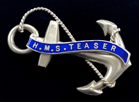 Royal Navy HMS Teazer 1917 silver anchor sweetheart brooch