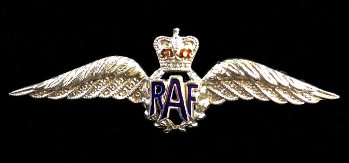 Royal Air Force pilot's wing silver RAF sweetheart brooch