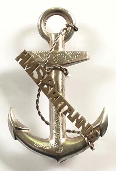 Royal Navy HMS Britannia 1915 anchor brooch sunk by UB-50 in 1918