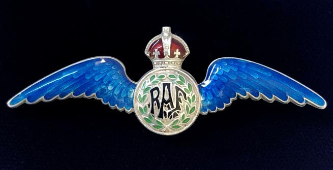 Royal Air Force silver guilloche pilots wing RAF sweetheart brooch