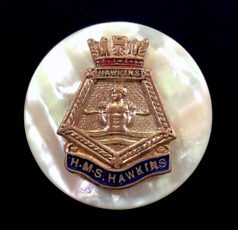 Royal Navy Ship HMS Hawkins sweetheart brooch