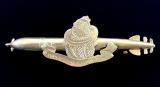 WW1 Royal Navy HMS Queen Elizabeth 1914 silver torpedo pin badge