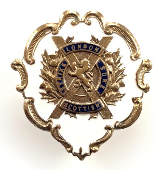 WW1 London Scottish white face enamel sweetheart brooch