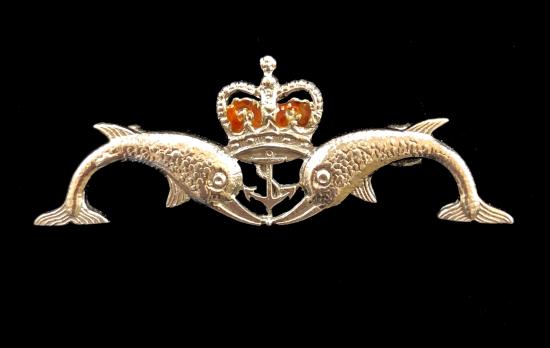 EIIR Royal Navy Submarine Service silver and enamel brooch