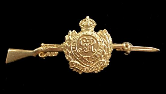 WW1 Royal Engineers gilt rifle sweetheart brooch