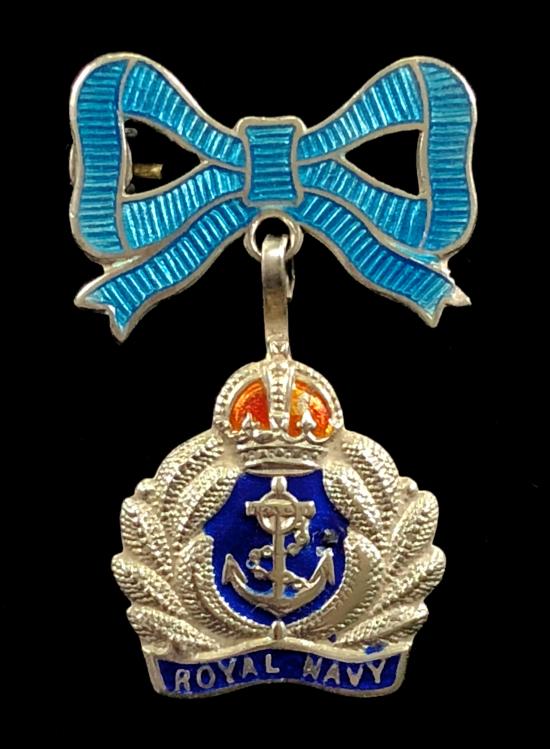 Royal Navy pretty silver bow suspension sweetheart brooch