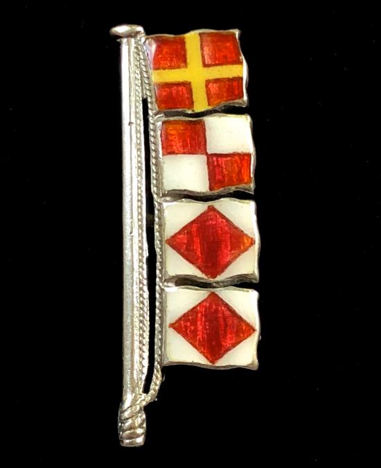 Royal Navy & Merchant Navy silver signalling flags brooch RUFF