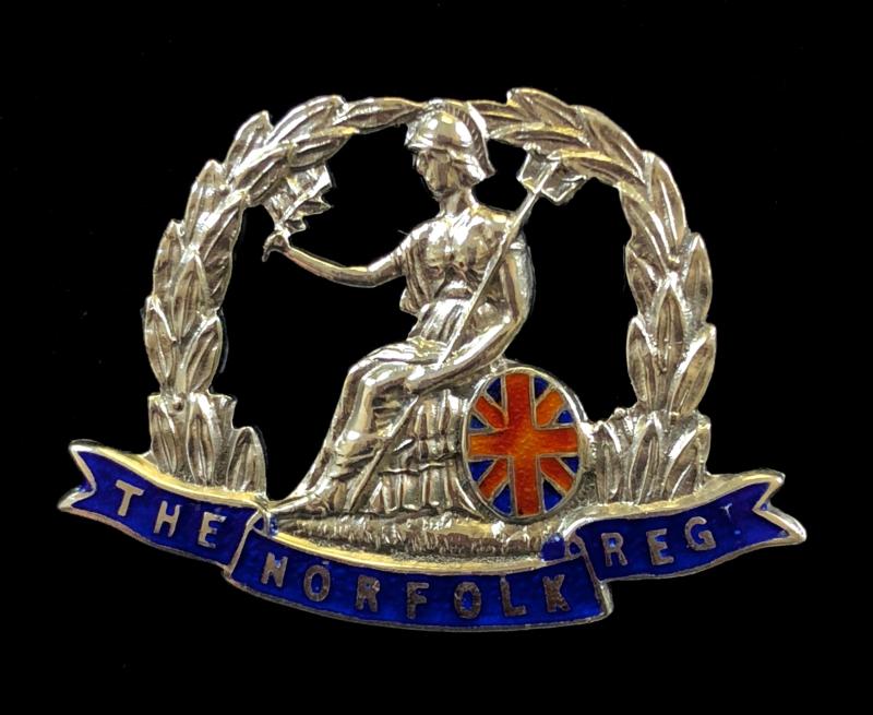 WW1 The Norfolk Regiment silver & enamel sweetheart brooch