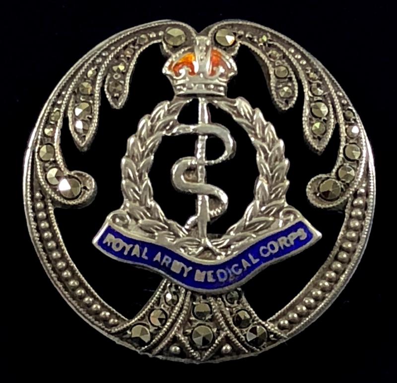 WW2 Royal Army Medical Corps silver marcasite sweetheart brooch