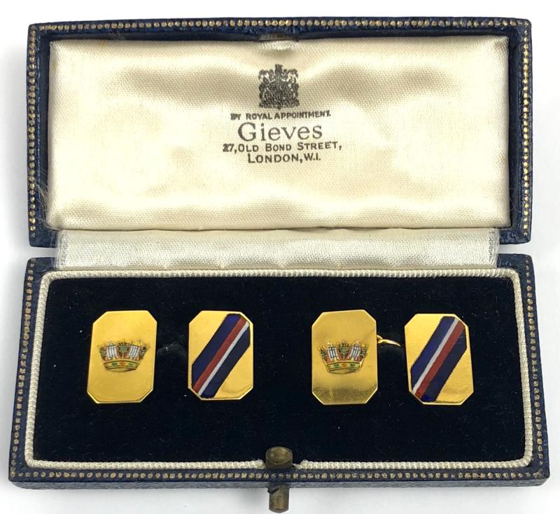 Royal Navy 1953 Gold Nautical Crown Cufflinks by James William Benson