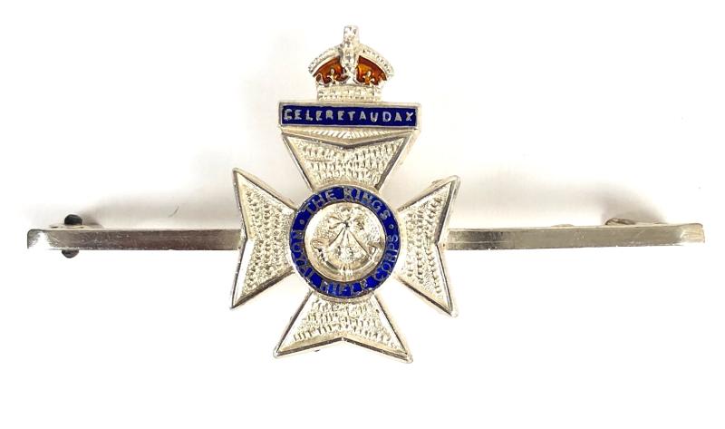 The Kings Royal Rifle Corps silver and enamel sweetheart brooch