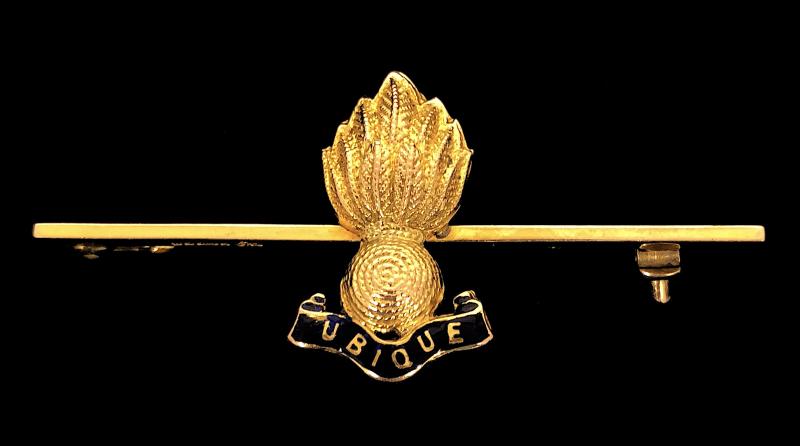 Royal Engineers Ubique Grenade 1969 gold regimental brooch Garrard & Co London