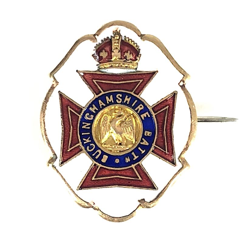 WW1 Buckinghamshire Battalion White Faced Enamel Sweetheart Brooch